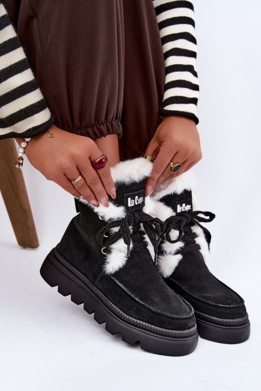 women's snow boots made of faux suede Lee Cooper LCJ-25-01-3737 in black