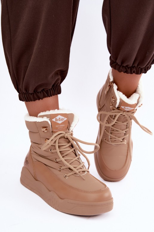 sznurowane zimowe buty Lee Cooper LCJ-44-4565 w kolorze brązowym