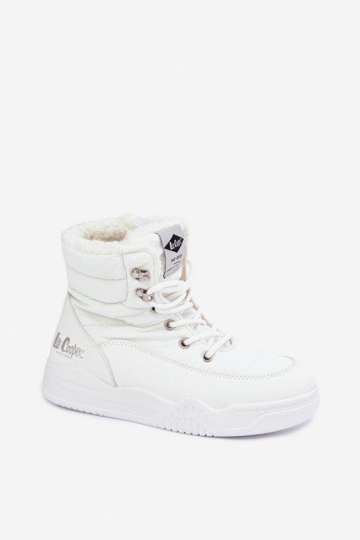 sznurowane zimowe buty Lee Cooper LCJ-44-4563 w kolorze białym