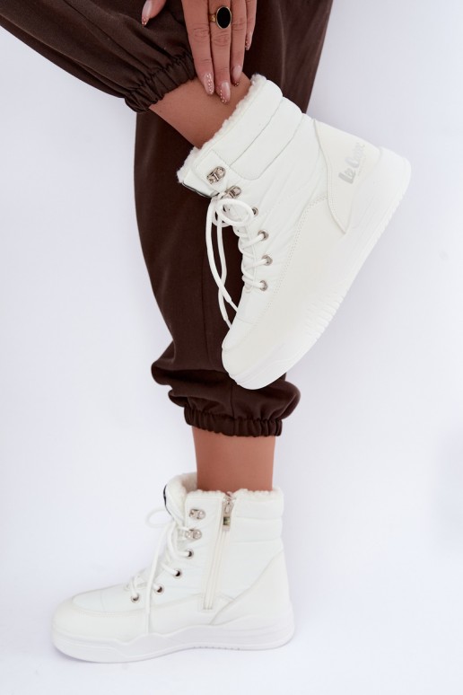 sznurowane zimowe buty Lee Cooper LCJ-44-4563 w kolorze białym
