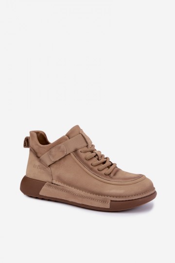 insulated ankle boots made of natural leather Lee Cooper LCJ-26-19-4603 in chaki color