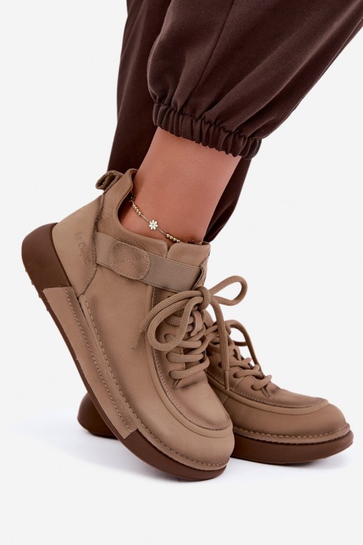 insulated ankle boots made of natural leather Lee Cooper LCJ-26-19-4603 in chaki color