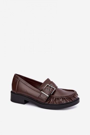 Women's moccasins with ruffles and buckles in chocolate Daliare