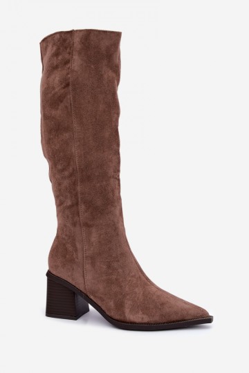 Warm knee-high boots in sand Isenna