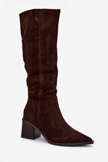 Warm knee-high boots in chocolate Isenna