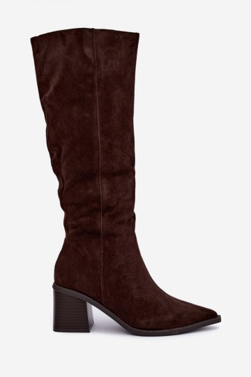 Warm knee-high boots in chocolate Isenna 2