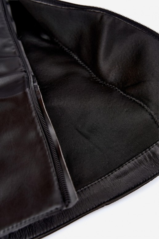 knee-high boots with laced shaft and decorative laces in black color Pamina