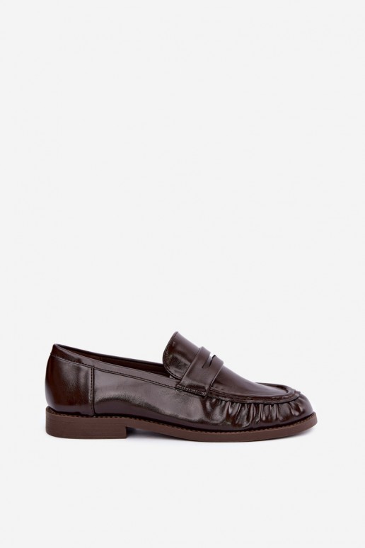 patent loafers with ruffles in chocolate color Hellenne