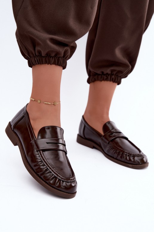 patent loafers with ruffles in chocolate color Hellenne