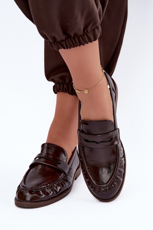 patent loafers with ruffles in chocolate color Hellenne