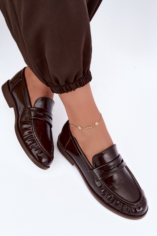 patent loafers with ruffles in chocolate color Hellenne