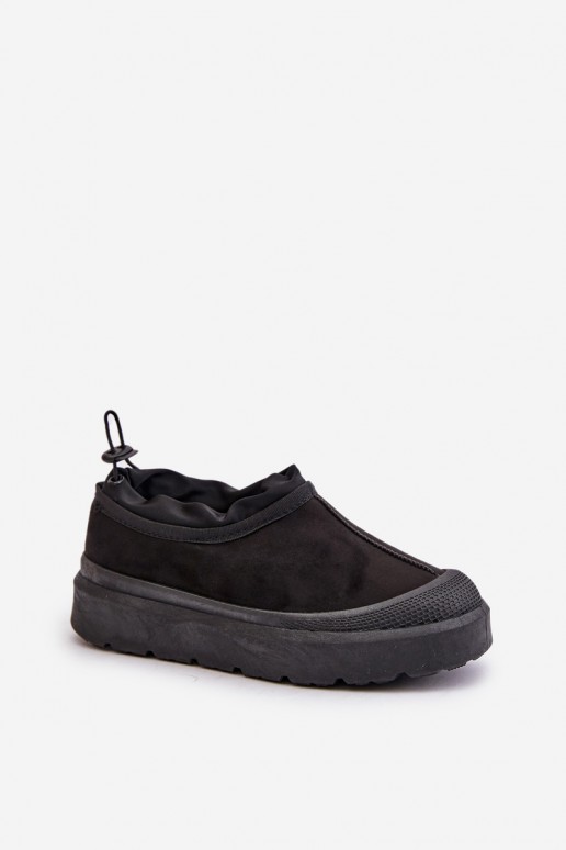 Black women's snow boots with platform and low upper Izamine