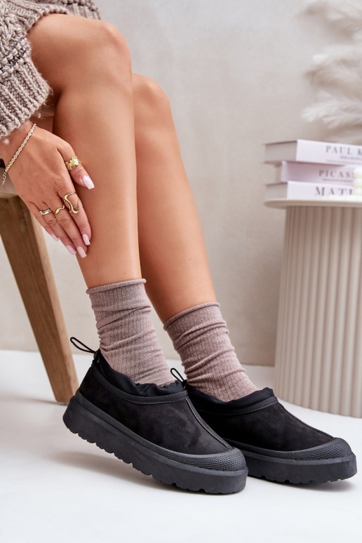 Black women's snow boots with platform and low upper Izamine