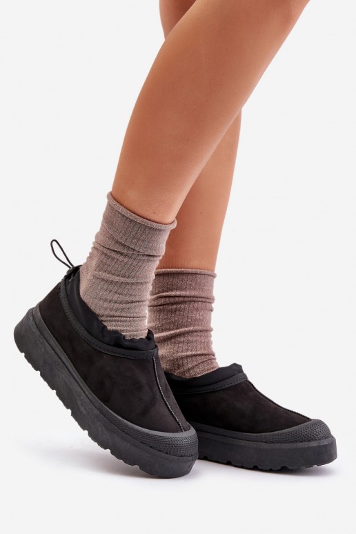 Black women's snow boots with platform and low upper Izamine
