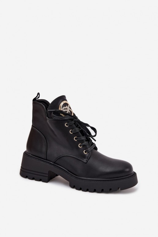Insulated women's ankle boots with golden details in black Kavirae