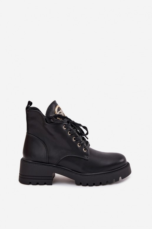 Insulated women's ankle boots with golden details in black Kavirae