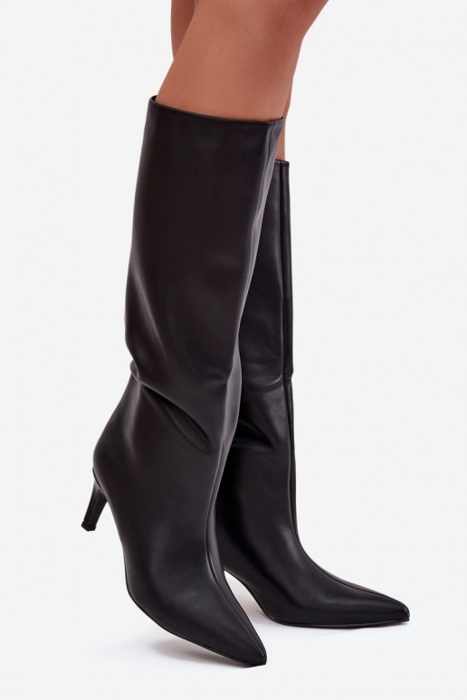 Women's Slip-On Insulated Boots on Heel Black Olive
