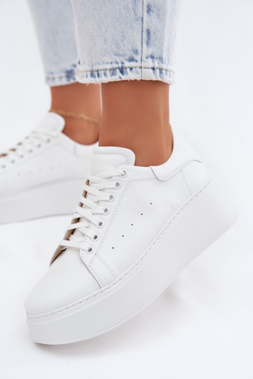 Białe damskie sneakersy na platformie Zazoo N408S2