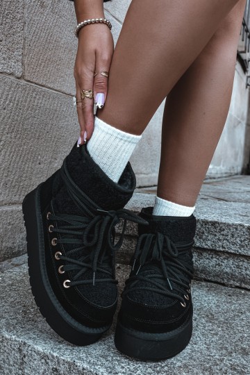 Faux suede snow boots with fur D&A GR62-6021 black