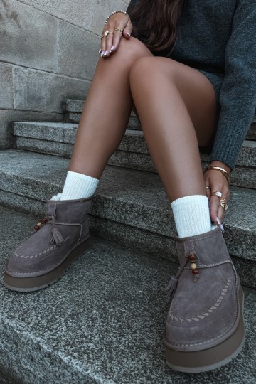 Faux suede sand color snow boots Big Star UU274679