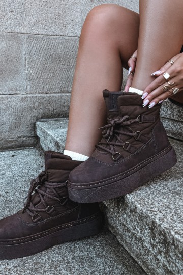 Laced winter boots with platform Big Star UU274191 chocolate 2