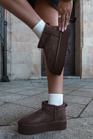 Women's snow boots made of natural suede in brown color Tairene 2