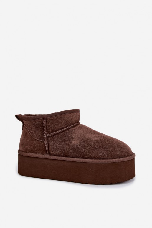 Women's snow boots made of natural suede in brown color Tairene