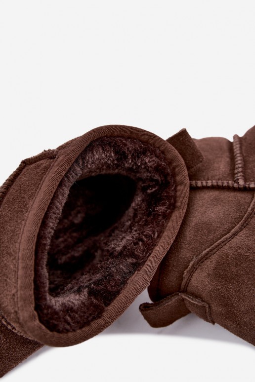 Women's snow boots made of natural suede in brown color Tairene