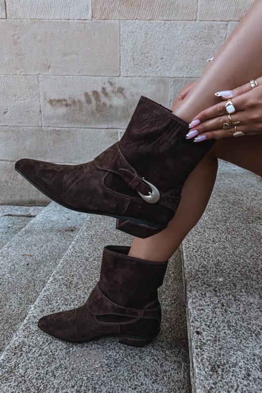 Insulated Serenelle cowboy-style ankle boots in faux suede in brown