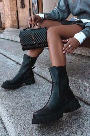 Warm stylish women's ankle boots in black