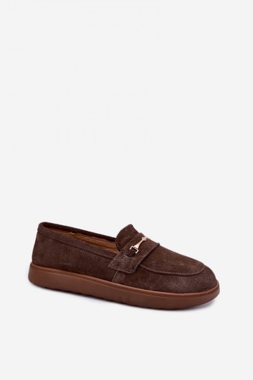 moccasins made of brown faux suede Zazoo