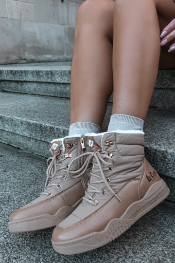sznurowane zimowe buty Lee Cooper LCJ-44-4565 w kolorze brązowym