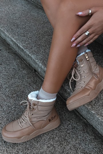sznurowane zimowe buty Lee Cooper LCJ-44-4565 w kolorze brązowym 2