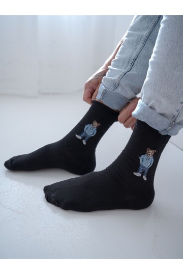 Black men's socks Meškiukai IN Bluzie