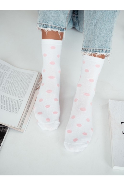 Women's socks with dots in white