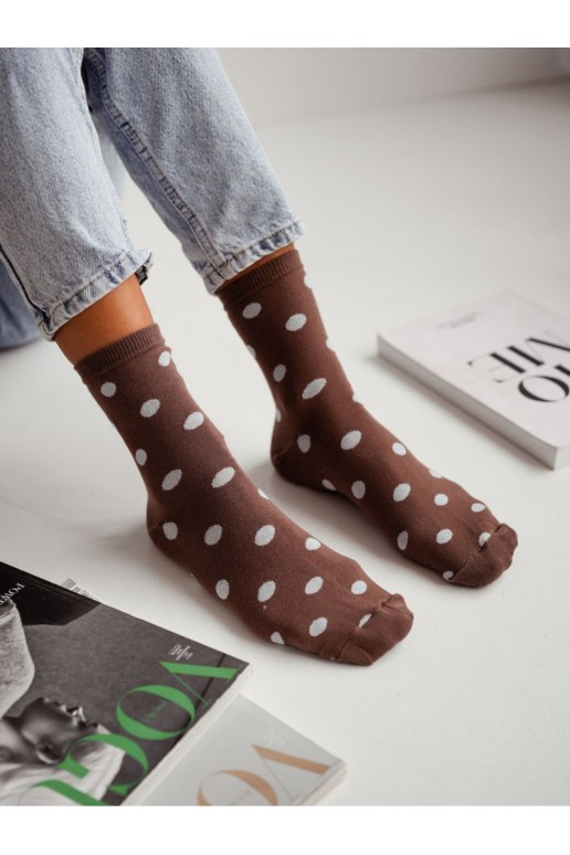 Women's socks with dots in brown