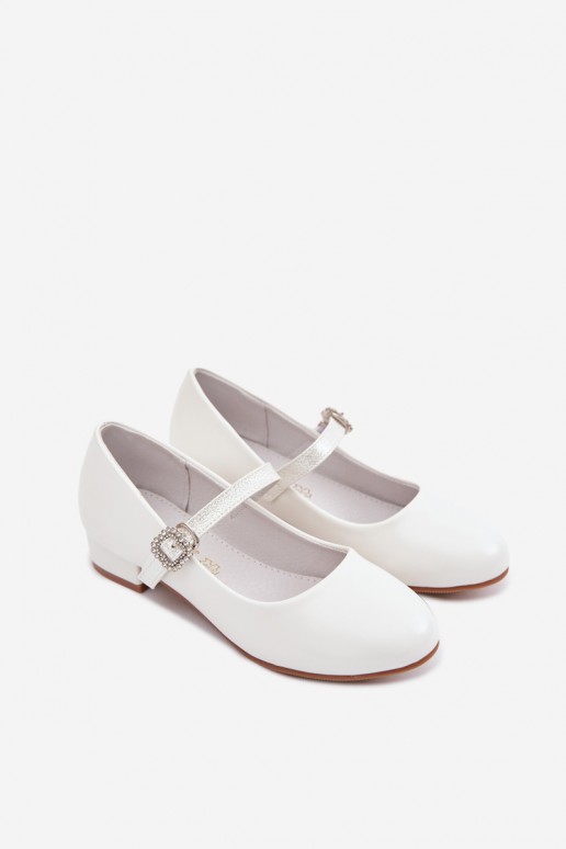 Children's white ballerinas with sparkle and ribbons Vinceza 13291