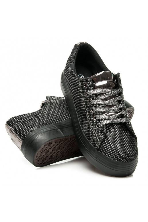 Exclusive shiny black and silver platform shoes AB-37S