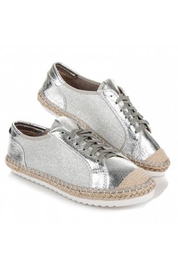 Tekstylne szare i srebrne espadryle HSYFA11S