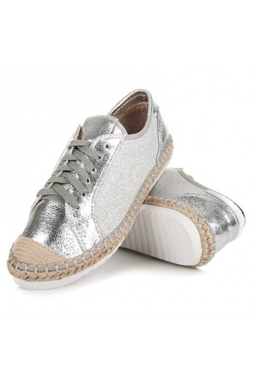 Tekstylne szare i srebrne espadryle HSYFA11S