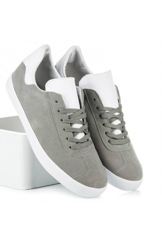 Męskie szare i białe buty casual 85-158G