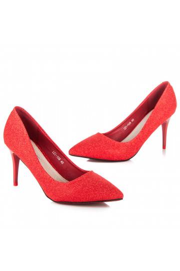 Shiny festive red high heels LEI-139R