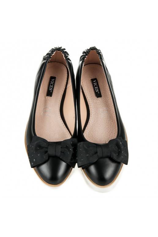 Juodos VICES balerinos su dekoruotais kaspinėliais 1157-1B  - 3 Juodos VICES balerinos su dekoruotais kaspinėliais 1157-1B  - 3