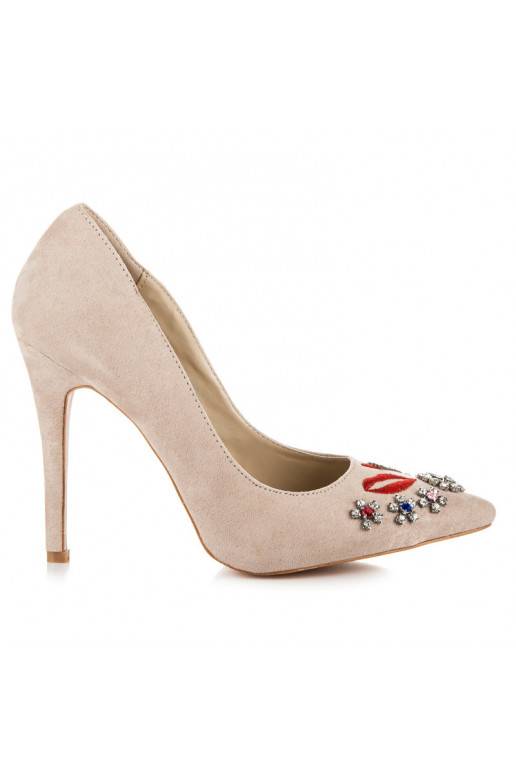 Sandals in sand color with embroidered and shiny details WL119BE