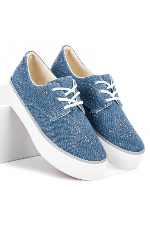 Mėlynos spalvos storapadžiai batai Kylie su kniedyčių ornamentais K1832001JE  - 2