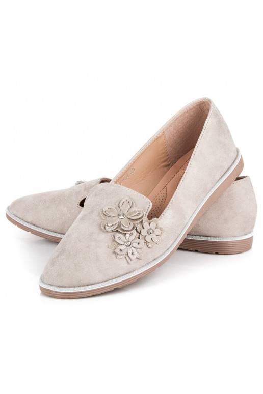 Smėlio spalvos lordsai su gėlių aplikacijomis 668-20BE  - 2 Smėlio spalvos lordsai su gėlių aplikacijomis 668-20BE  - 2