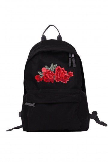 black Backpack Simple Roses Patch  - 1 2