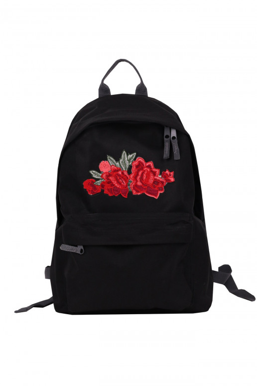 black Backpack Simple Roses Patch  - 3 black Backpack Simple Roses Patch  - 3