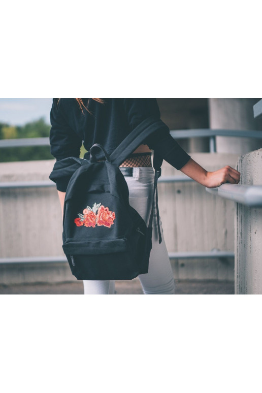 black Backpack Simple Roses Patch  - 5 black Backpack Simple Roses Patch  - 5