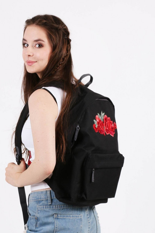 black Backpack Simple Roses Patch  - 6 black Backpack Simple Roses Patch  - 6